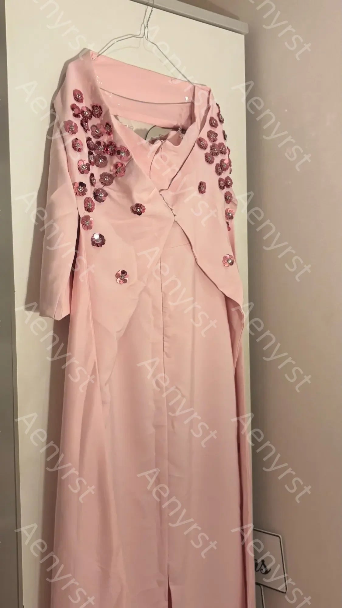 Dubai Elegant Vintage Customize Pink Formal Occasion Prom Dresses Flower Applique Evening Party Gowns  فستان مناسبات