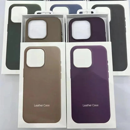 Official for Magsafe Leather Case for IPhone 16 15 14 13 12 Pro Max 17 Pro Magnetic Protective Cover Anti-drop Case