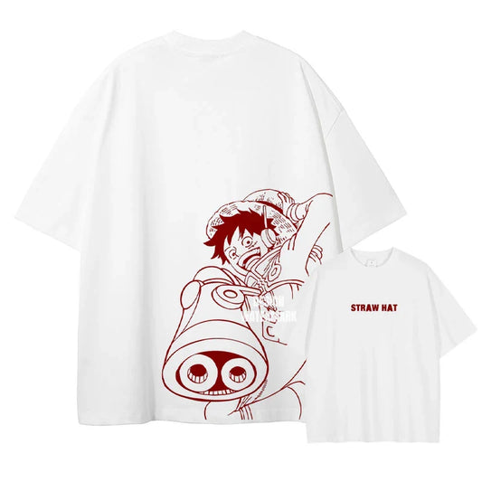 One Piece Straw Hat Pirates Unisex T-shirt 2026 Summer New Anime Double-sided Printed Casual Parent-child Short Sleeved Shirt