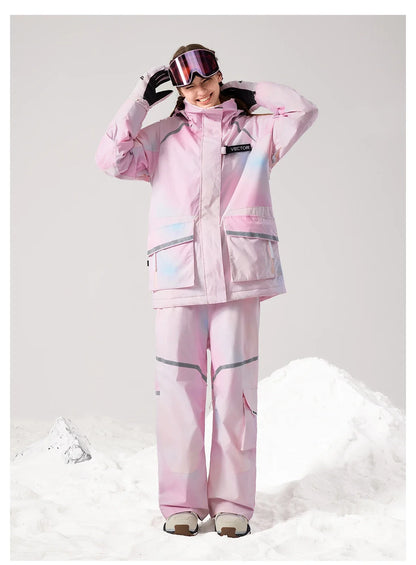 Brand Men Women Ski Jacket Winter Warm Windproof Waterproof Ski Suit Outdoor Sports Snowboard Coat Splicing double plate
