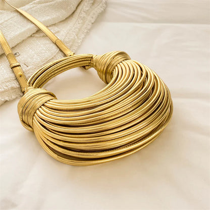 MOODS Luxury Evening Purses For Women Golden Noodle Knot Design Dinner Party Clutch Bag 2023 Luxury Designer Purses And Handbags