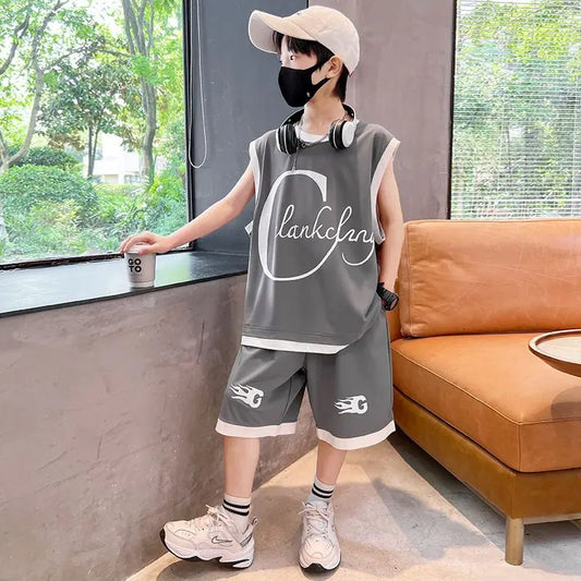 Sports Quick-dry Thin Vest Sets for Boy 2025 Children's Clothing Casual Clothes New Summer Year Old Cotton Set Boy's Outdoor Top