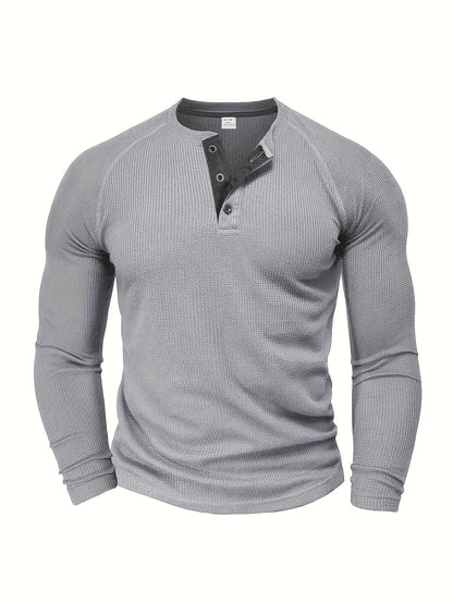 Loose men's solid colour casual versatile American-style round-neck long-sleeve base T-shirt for spring and autumn outdoor daily