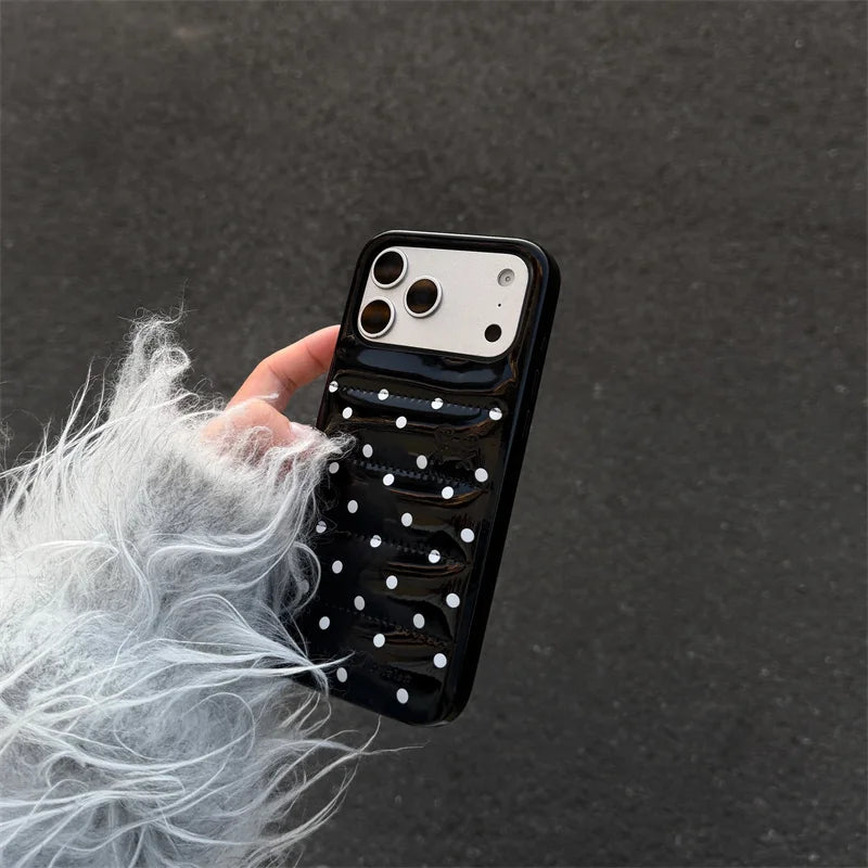 Luxury Silver Leather Love Heart Phone Case For iPhone 17 Pro 16 15 14 Pro Max Back Cover with Hand Strap Shockproof Cute Cases