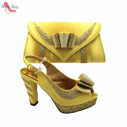 2025 Red Elegant Style Italian Women Shoes Matching Hand Bag Set  Slingbacks Sandals with Platform for Party