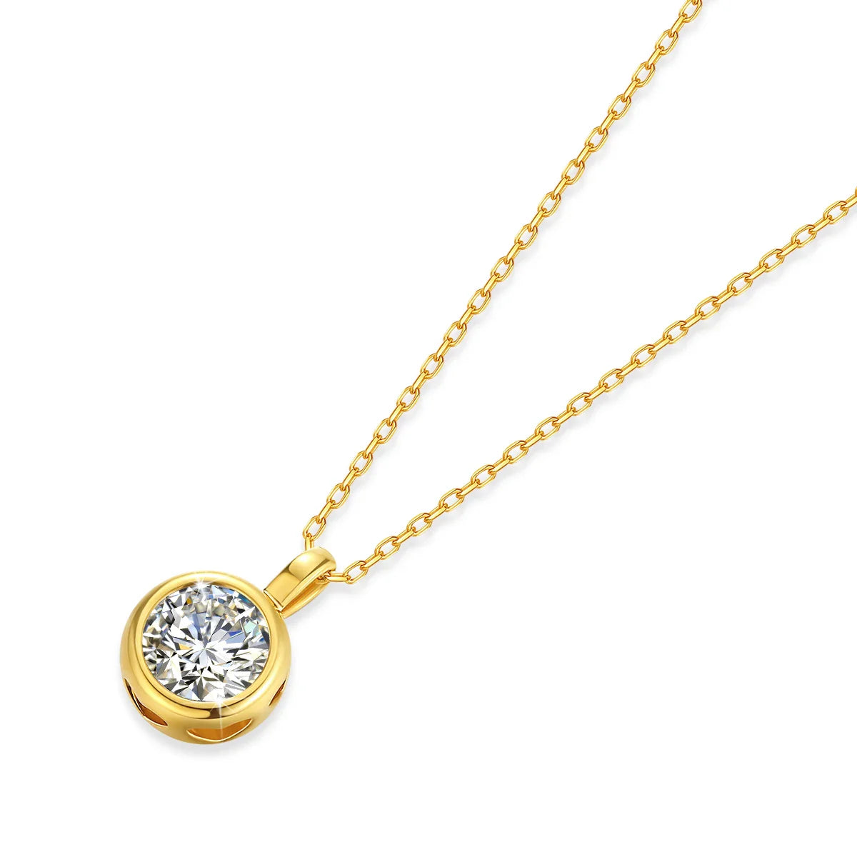 18K Gold 1 Carat Moissanite Pendant Real AU750 Minimalist Style Woman Solitaire Choker Engagement Wedding Gift Fine Jewelry