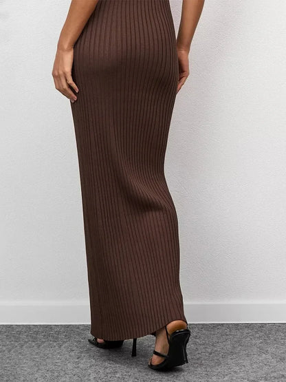 Women's Sleeveless Knitted Dress Strap Summer Fashion Wide Shoulder Inner Long Skirt Slim Fit Casual Dresses