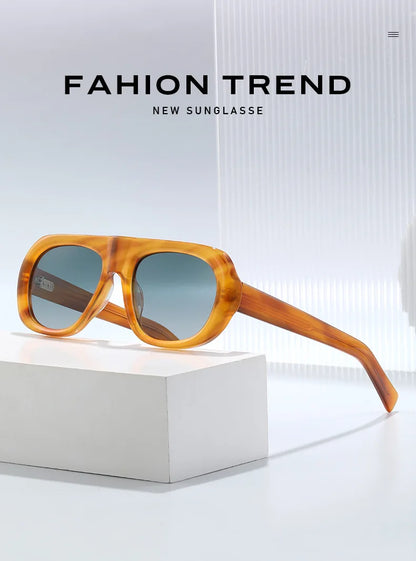Vintage Pilot Rectangular Frame  Men Sunglasses Fashion Polarized Shades UV400 Women Trending Punk Sun Glasses INS Eyeglasses