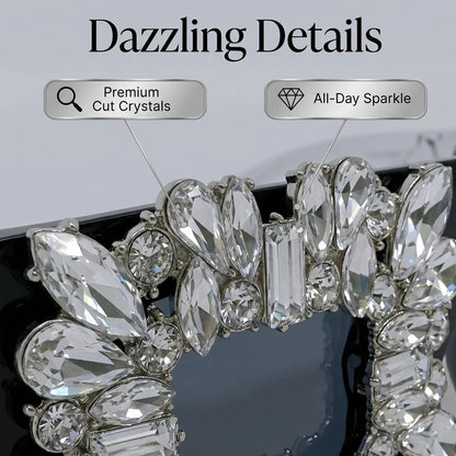 Exaggerated Bling Rhinestone Square Sunglasses Women Luxury Silver Chain Leg Statement Eyewear for Party Nightclub Rave Festival