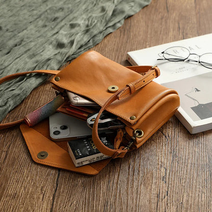High Quality Genuine Leather Women Crossbody Bag New Style Multi-Layered Messenger Bags Small Female Mobile Phone Purse Bag