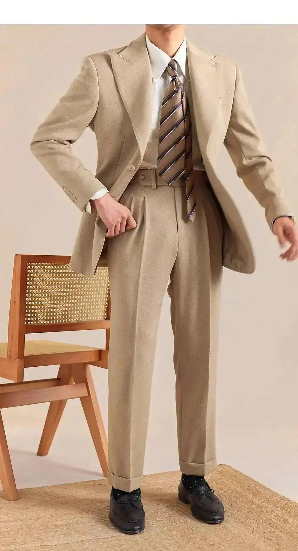 High Waist Linen Suit Pants Men Breathable Straight Leg Office Trousers Men Pantalon Costume Homme Men's Social Trousers