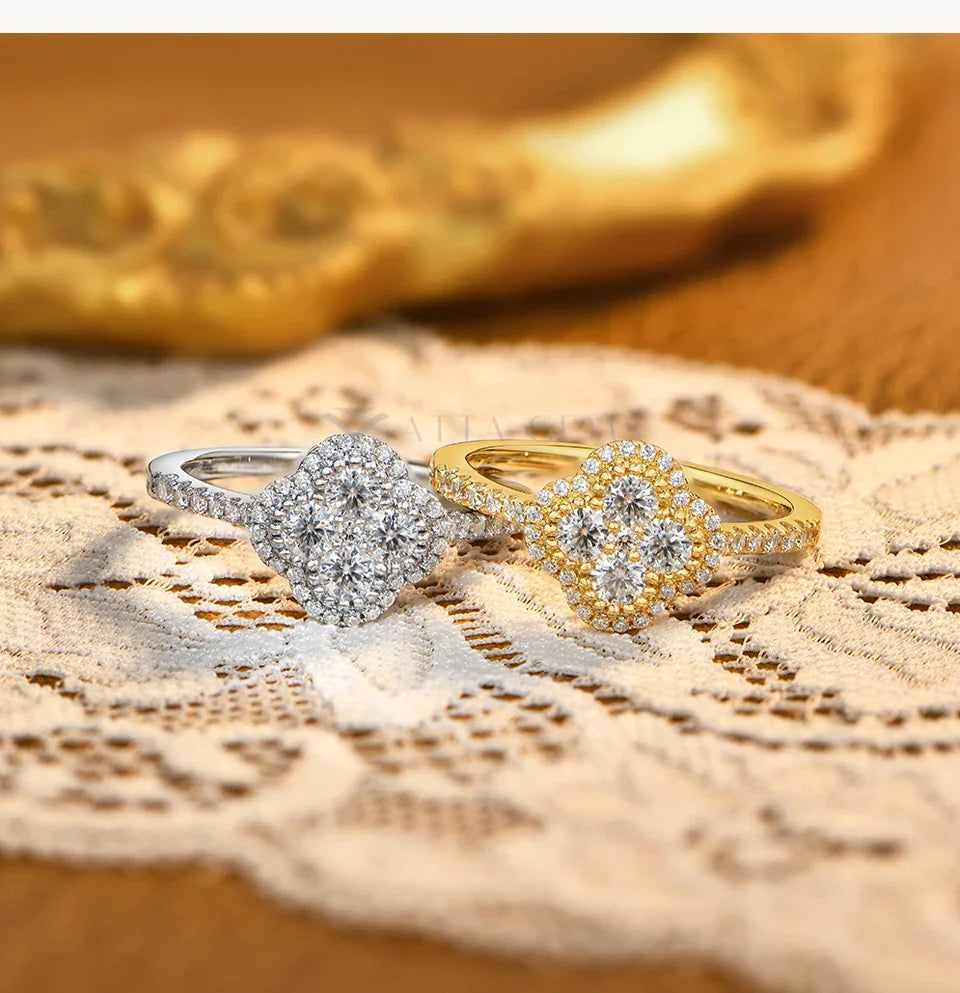 Classic Clover Moissanite Rings for Women Engagement Party 925 Silver 18k Gold Stackable Band Personalized Ring Jewelry