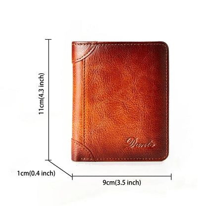 Portefeuille en cuir véritable pour hommes, deux sacs pliants, porte-cartes RFID, portefeuille pour hommes, portefeuilles de luxe de haute qualité, carrés