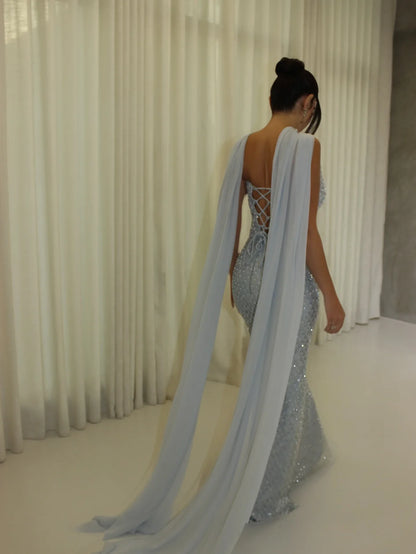 Customized Elegant Women's Dresses for Wedding Party Women's Evening Dress Mermaid Vestidos De Festa فساتين سهرة Shawl Prom