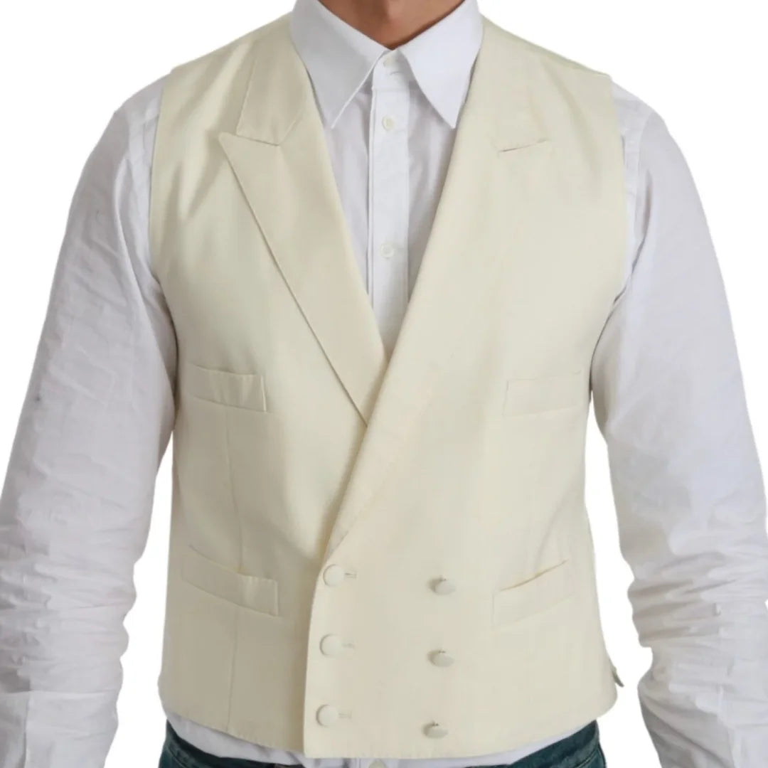 Men Vest Ivory With Lapel Single Button Solid Waistcoat For Wedding Party Banquet Business Work Office Daily Men Suit Vest