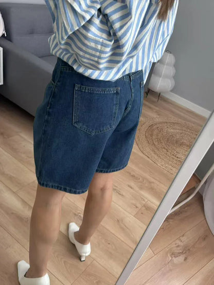 Summer Jean Shorts Women Denim High Waist Black Baggy Short Jeans Summer Pants Women's Bermuda Denim Shorts Wide Leg For Women