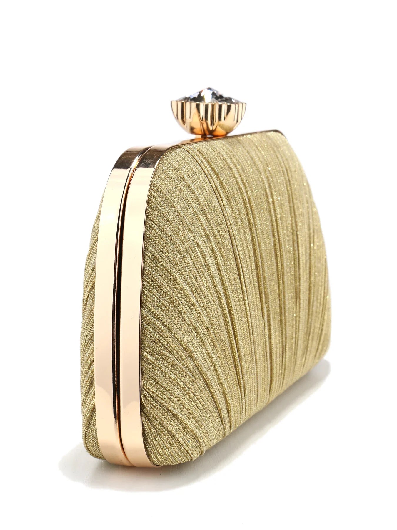 Ruched Fashion Lady Clutch Bags Decorated Fashion Sequin Luxury Evening Bags Rhinestones Metal Chain Handbags Banquet Glamorous