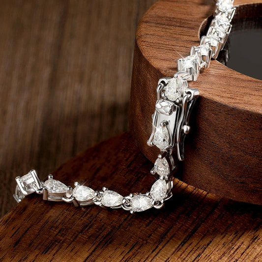 Bracelet tennis en moissanite taille poire D VVS1, certifié GRA, en argent sterling 925, bracelets tennis délicats en or 18 carats pour femme et homme