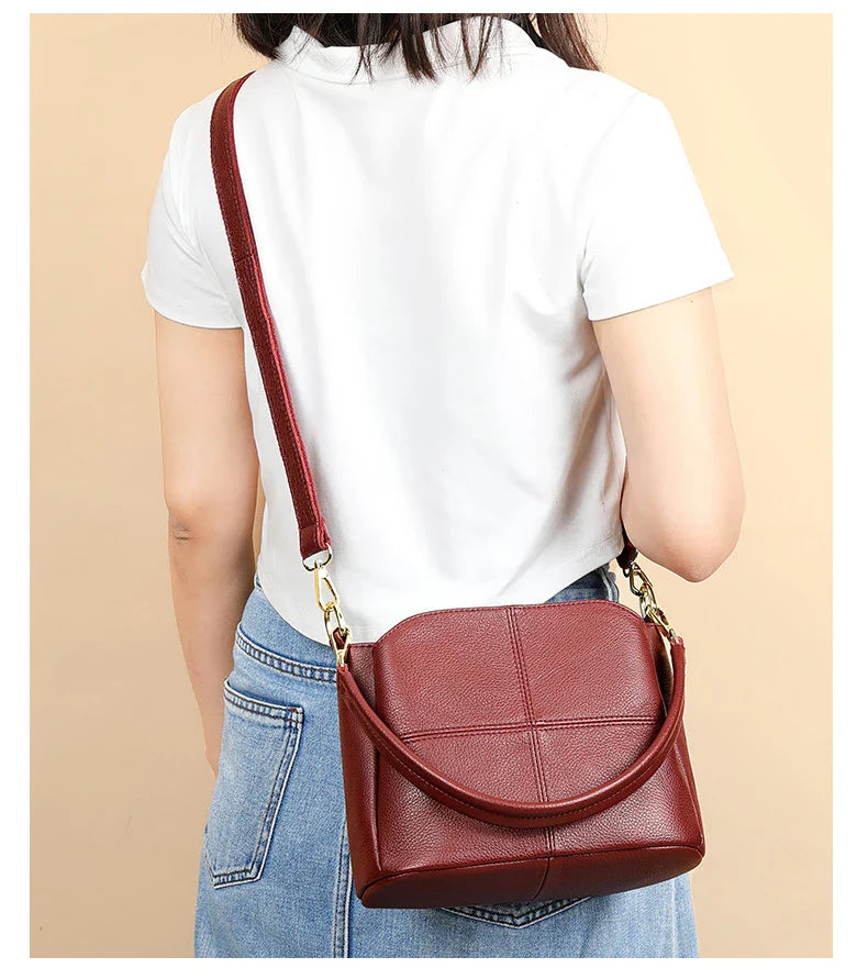 Genuine Leather Women Underarm Bag Versatile Shoulder Handbag Luxury Cowhide Female Crossbody Bag