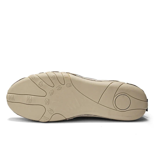 Men Lightweight Sneakers Non-slip Sole Stitch Genuine Solid Leather Shoes Outdoor Casual Walking Driving Flats Shoes