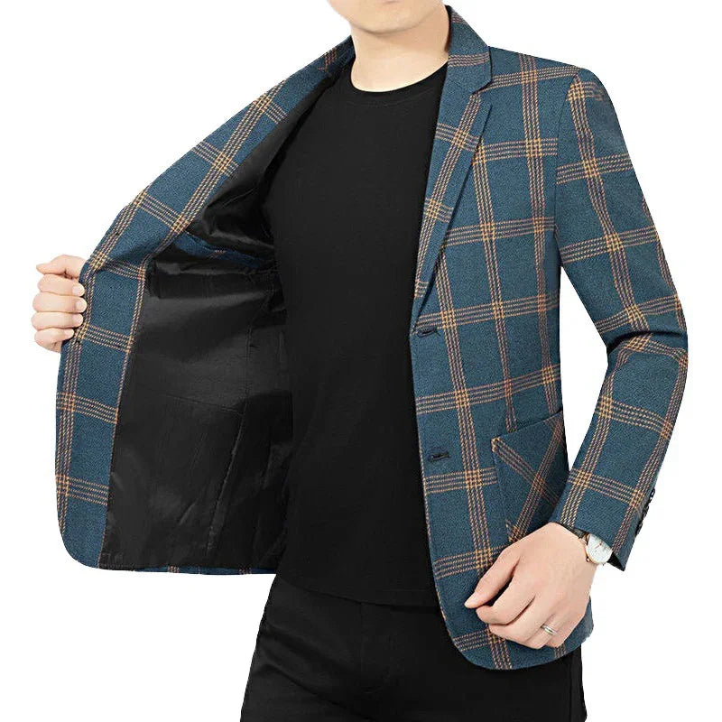 Brand Plaid Striped Business Blazers for Mens 2026 New Spring Autumn Fashion Casual Suit Jacket Men Interview Coat