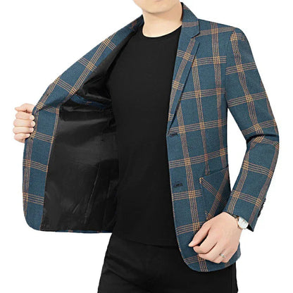 Brand Plaid Striped Business Blazers for Mens 2026 New Spring Autumn Fashion Casual Suit Jacket Men Interview Coat