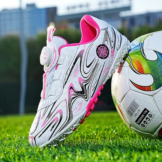 Kids Soccer Cleats Boys Girls Professional Football Shoes FG/TF Grass Training Non-Slip Athletic Sneakers Breathable Comfortable