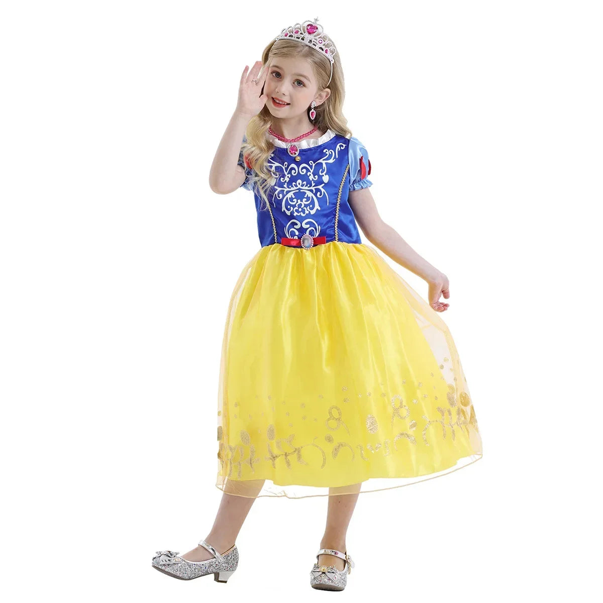 2025 Girls Disney Princess Dress Snow White With Cape Kids Cosplay Halloween Birthday Costumes Children Party Dress 10Y Clothes