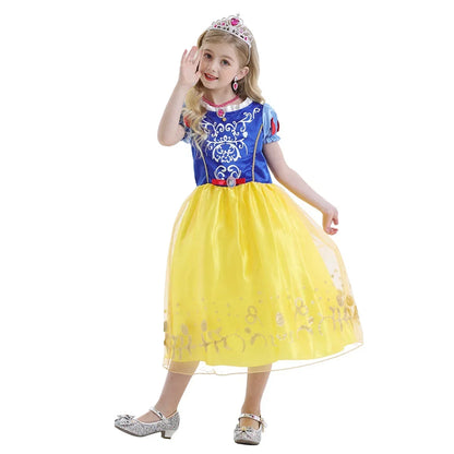 2025 Girls Disney Princess Dress Snow White With Cape Kids Cosplay Halloween Birthday Costumes Children Party Dress 10Y Clothes