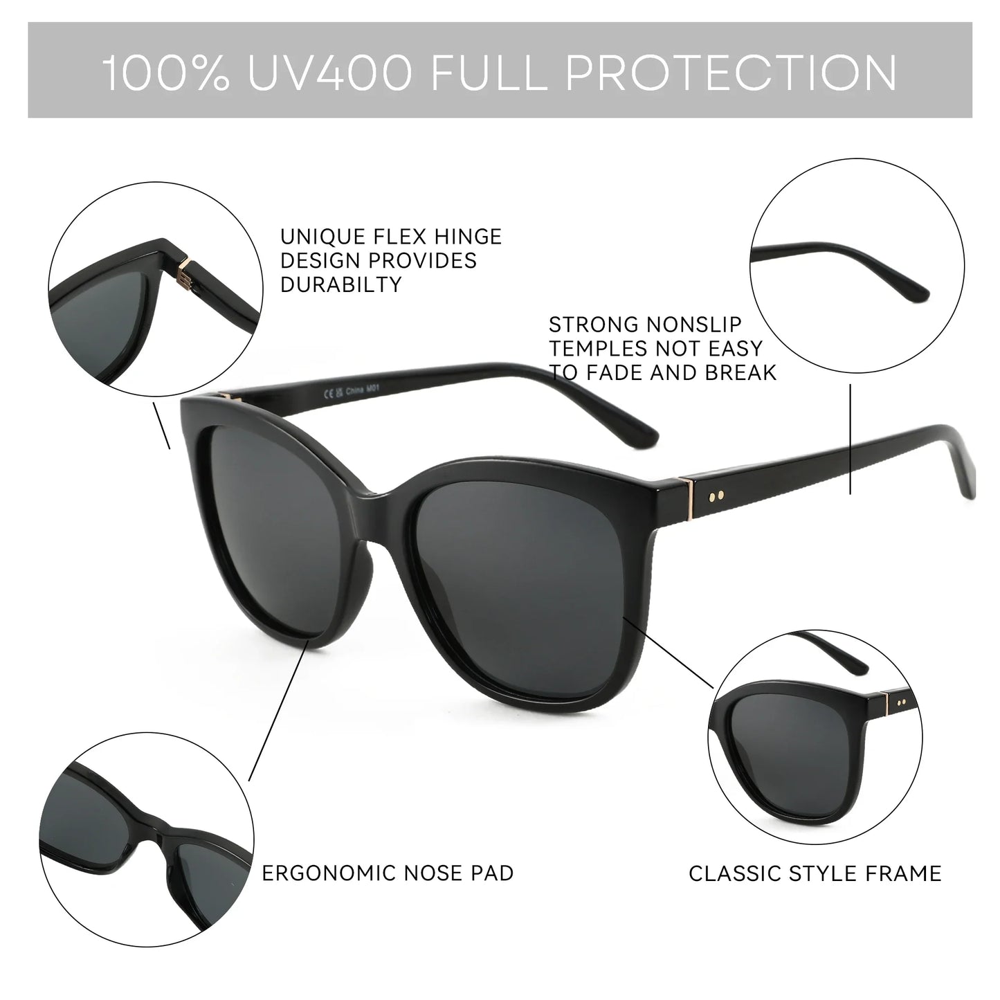 2026 Fashion Butterfly Polarized Sunglasses Women UV400 Protection Shade Ladies Oversize Square Sun Glasses ZS2227