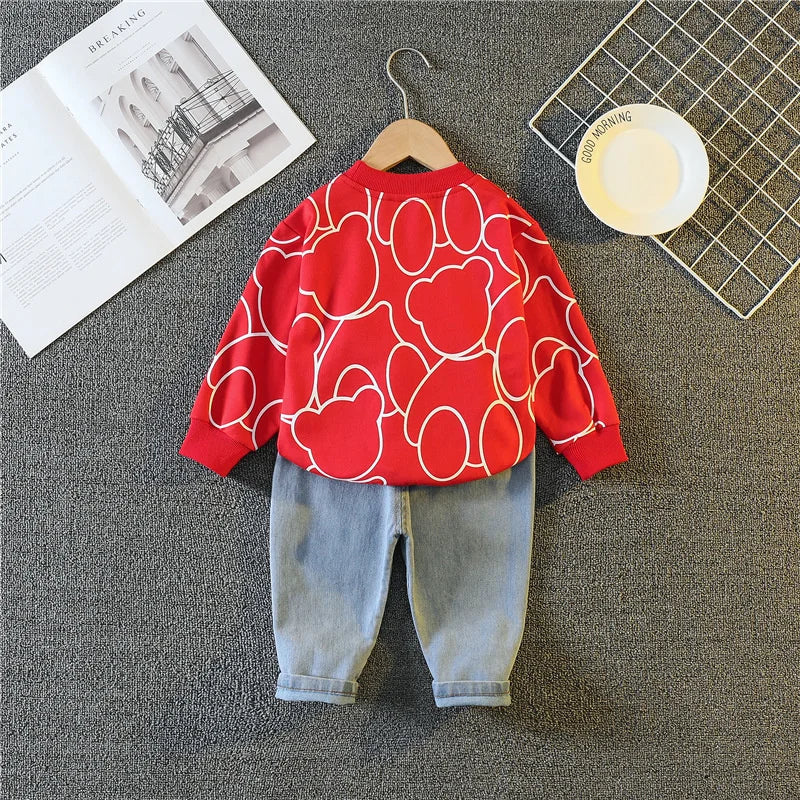 New Spring Autumn Baby Girl Clothes Children Boys Fashion Cartoon T-Shirt Pants 2Pcs/Sets Toddler Sports Costume Kids Tracksuits