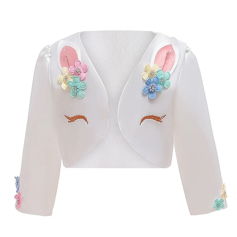 Dreamy Girl Embroidery Sleeveless Unicorn Mesh Princess Dress With Hair Hoop Wing For Kids Party Performance Birthday Gift 2-10T