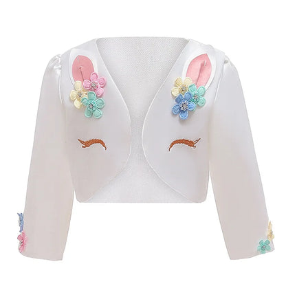 Dreamy Girl Embroidery Sleeveless Unicorn Mesh Princess Dress With Hair Hoop Wing For Kids Party Performance Birthday Gift 2-10T