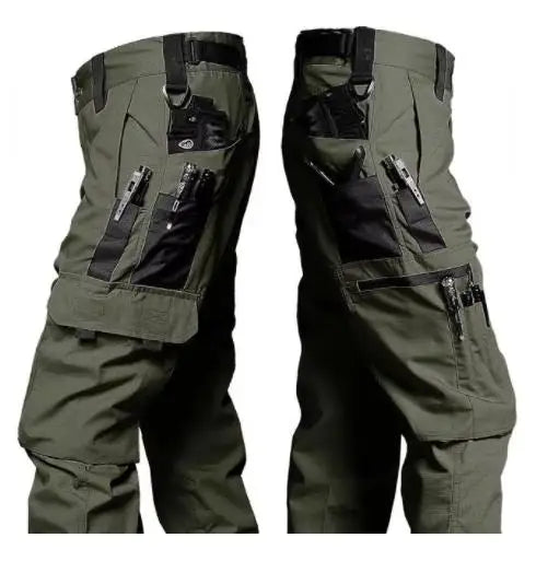 Black Camo Cargo Pants Outdoor Multi-pocket Ripstop Waterproof Trousers Male Autumn Wear-resistant Training Fishing Work Pant