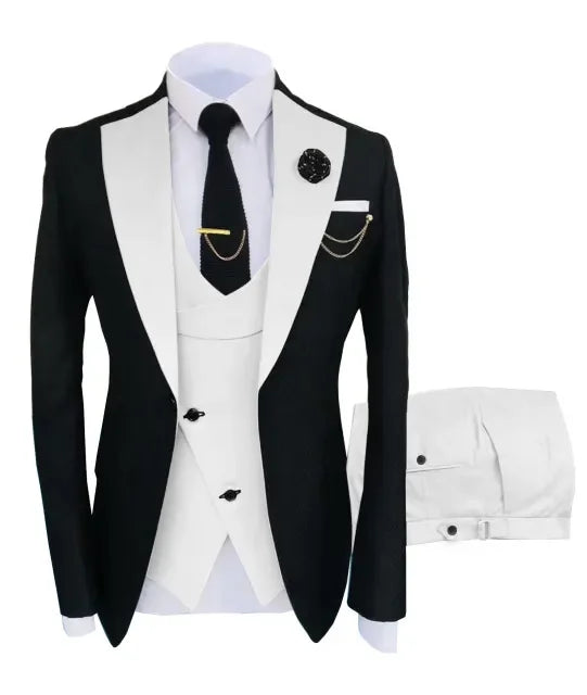 New Costume Slim Fit Men Suit Slim Fit Business Suits Groom Black Tuxedos For Formal Wedding Suit Jacket Pant Vest 3 Pieces