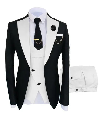 New Costume Slim Fit Men Suit Slim Fit Business Suits Groom Black Tuxedos For Formal Wedding Suit Jacket Pant Vest 3 Pieces