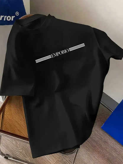 100% pure cotton men's luxurious brand letter print T-shirt, short-sleeved T-shirt, high-quality men's clothing, streetwear