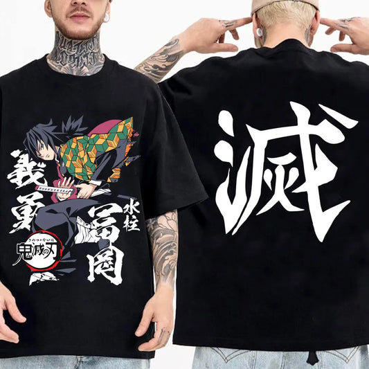 Japanese Anime Shirt Demon Slayer Infinity Castle T Shirt Men Cartoon Kimetsu No Yaiba Cotton Streetwear Clothes  Cool Y2K Tees