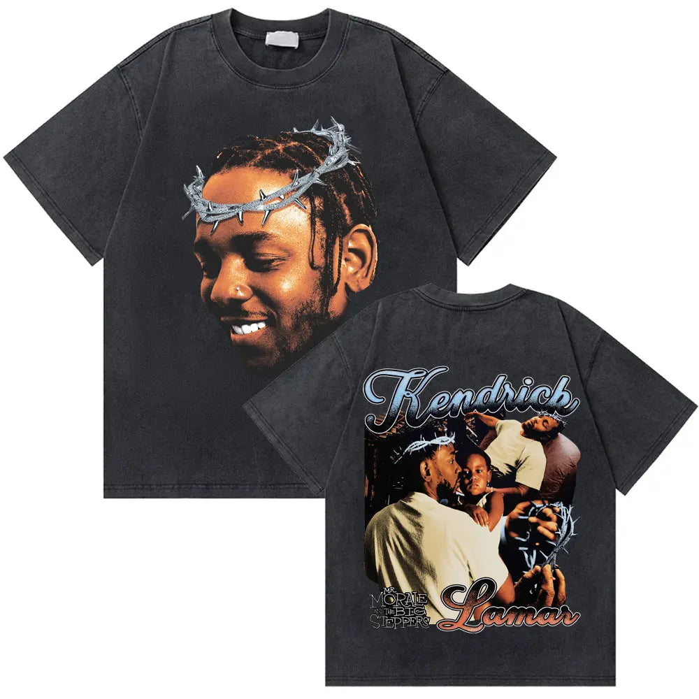 Washed Vintage Rapper Kendrick Lamar Good Kid Money Trees T-shirts Men Hip Hop Retro Oversized Tshirt Male Fashion Trend T Shirt