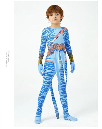 Boy Girls Halloween Cosplay Avatar Costume Kids The Way of Water Neytiri Alien Cosplay Hero One Piece Tight Fitting Clothing