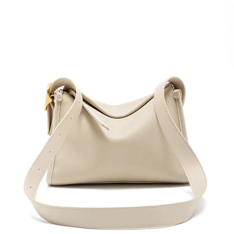 Women's Natural Cow Genuine Leather Shoulder Bags Ladies Retro Fashion Cowhide Crossbody Bag Female Casual Commuting Bag