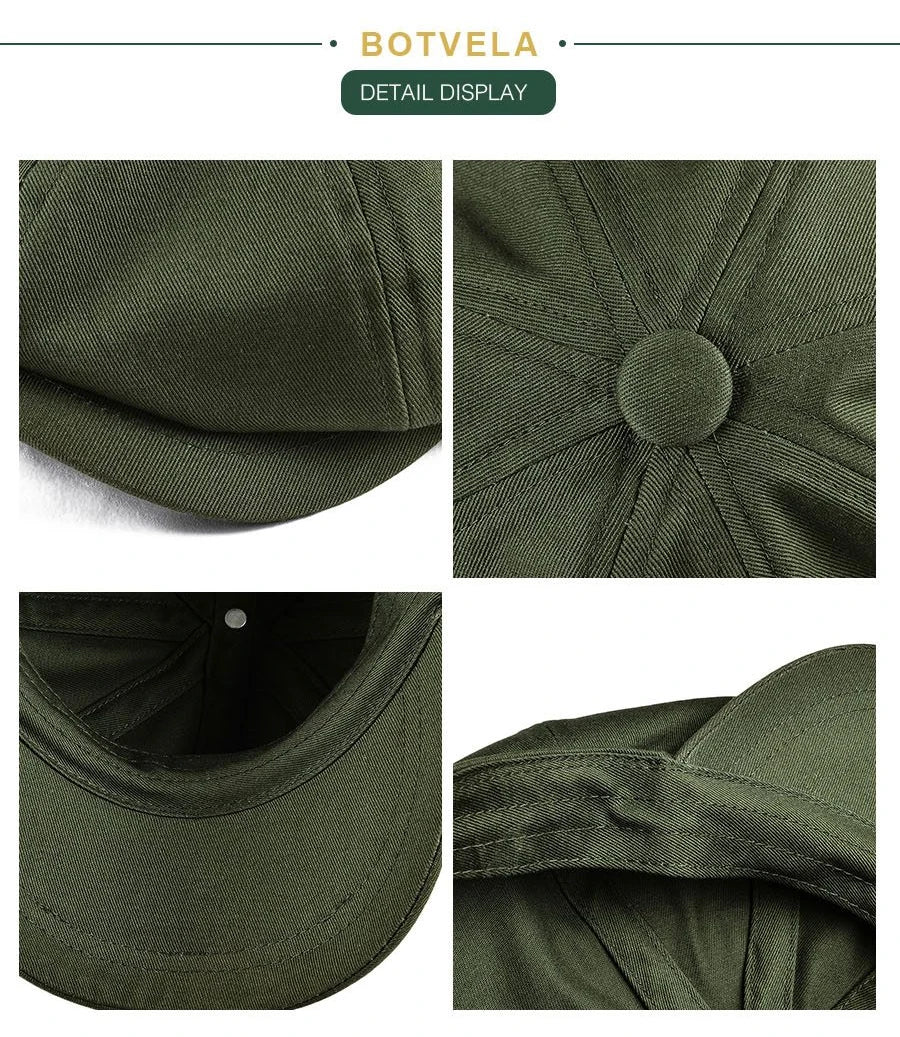 Men's Newsboy Cap Twill Cotton 8 Panel Hat Flat Ivy Cabbie Casual Baker Caps Gatsby Hat Retro Hats Boina Beret for Male