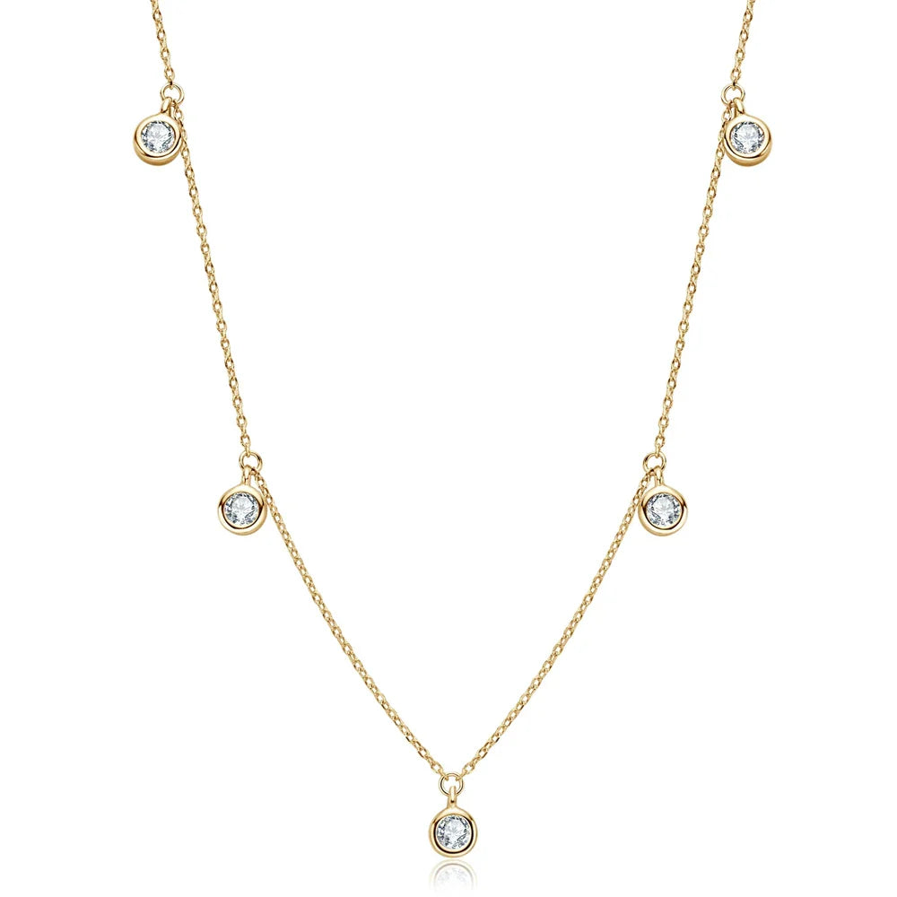Moissanite Necklaces for Women 0.5ct Round Lab Diamond GRA s925 Sterling Silver 18k Dainty Daily Necklace Jewelry Gift