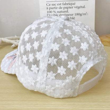 Summer Baseball Cap for Women Embroidered Flowers Mesh Breathable Duck Tongue Hat Sunscreen Sunshade Hat Rebound Cap