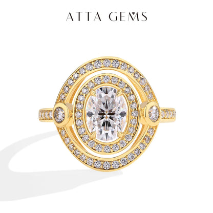 S925 Sterling Silver Moissanite Rings for Women Oval Cut 1.5CT Diamond Engagement Wedding Jewelry Gift With Certificate