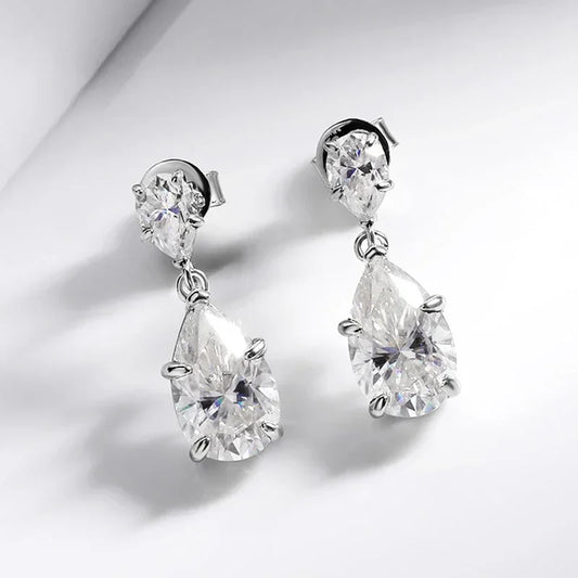 7cttw Pear Cut 100% D Color Full Moissanite Drop Earrings for Women Top Quality 925 Sterling Silver Plated 18k Jewelry