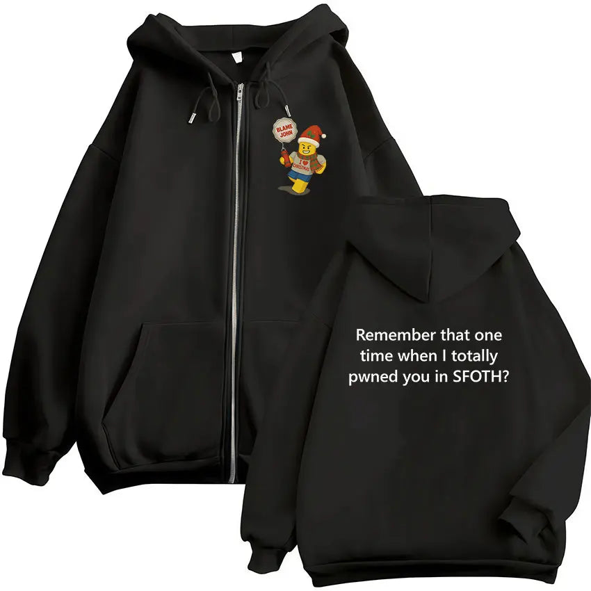 Funny Blame John Meme Zipper Hoodie Shedletsky Forsaken Fashion Autumn/Winter Sweatshirt Men Women Casual Oversized Coats Hoody