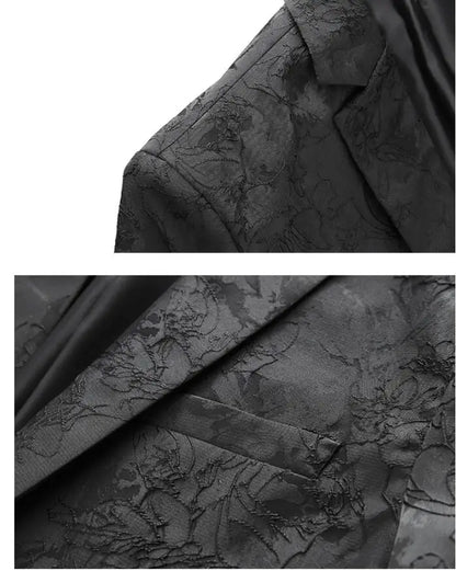Classic Black Jacquard Suit Male Business Casual Coat Fashion Men Wedding Party Tuxedo Dress Blazers Slim Fit Tops