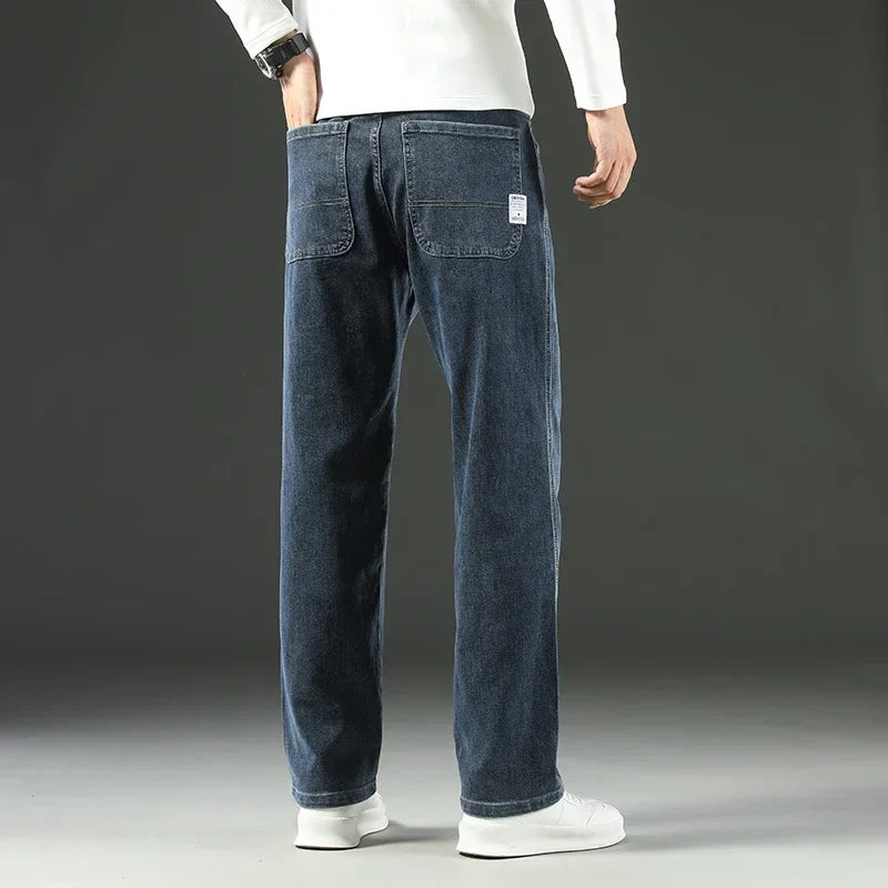 2026 New Spring and Autumn Men's Jeans, Loose, Comfortable, Straight, Business Casual, Versatile Wide-leg Business Trousers