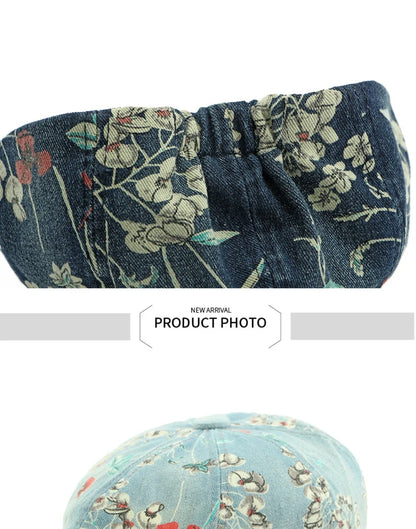 Beret Cap Spring Summer Autumn Men Women Cap Male Female Floral Artist Painter Beret Hat Denim Flat Cap Octagonal Berets